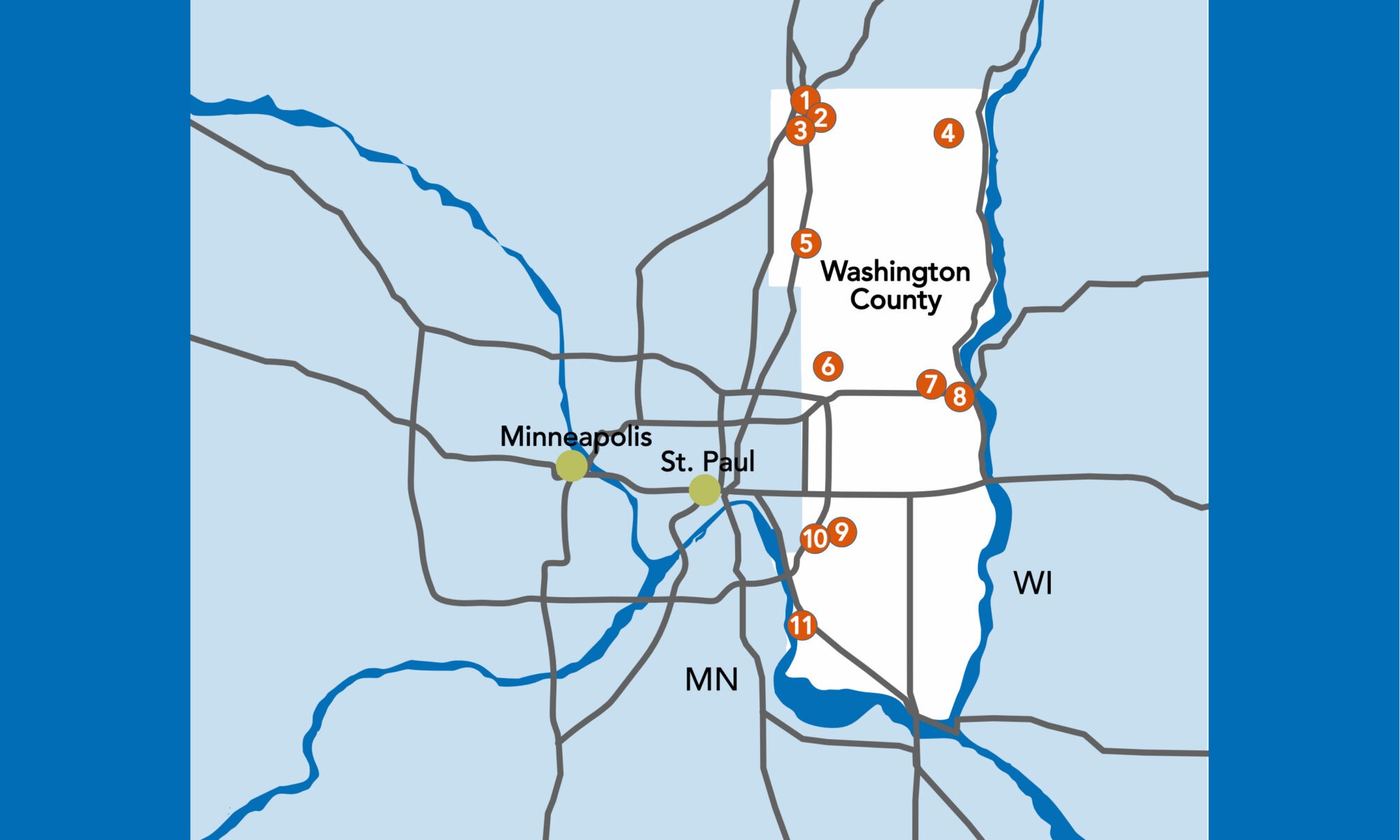 Map of CDA senior rental properties in Washington County
